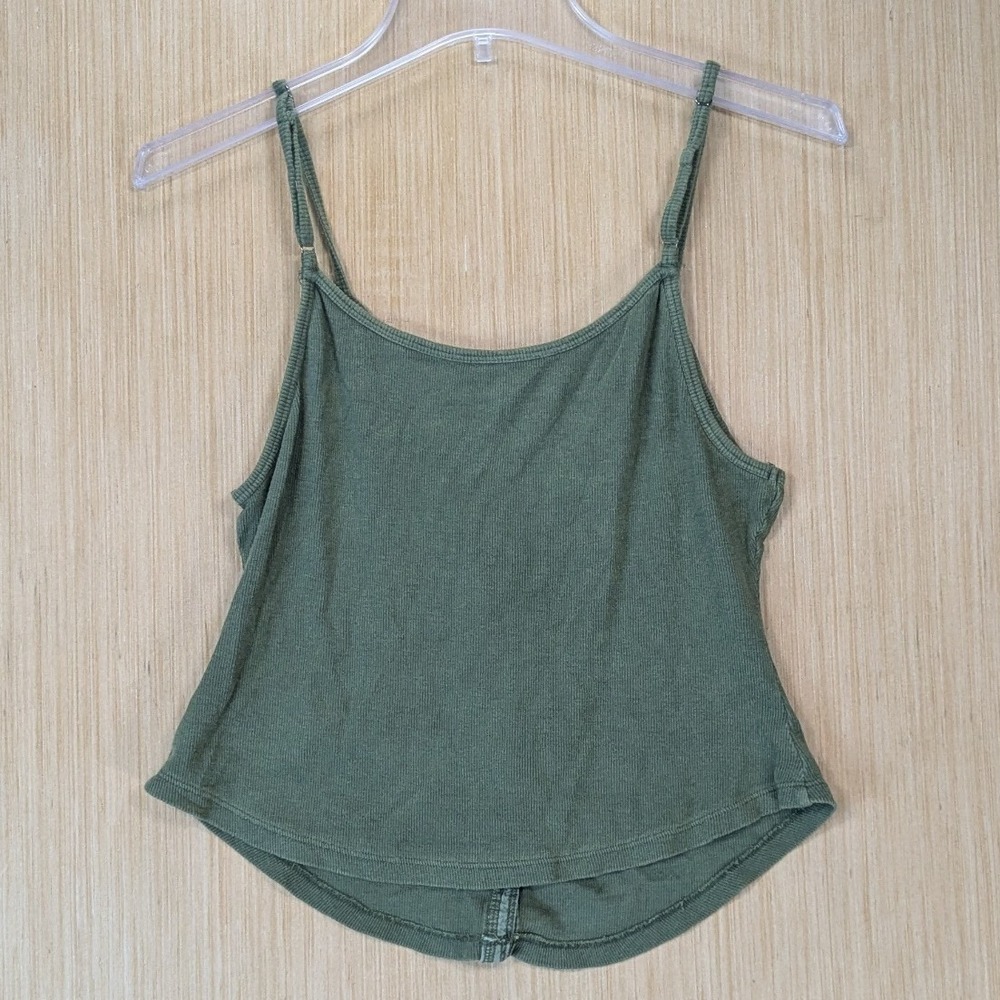 Pilcro Anthropologie Fairy Grunge Olive Green Ribbed Cami Tank Top Size S - Picture 3 of 8